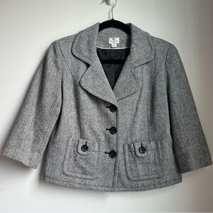 Worthington Gray Tailored Blazer Jacket - 3/4 length sleeves - Size Petite Small